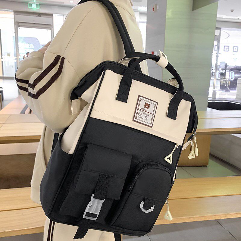 日系insc少女心大容量校园书包女百搭手提学生双肩包旅行电脑背包