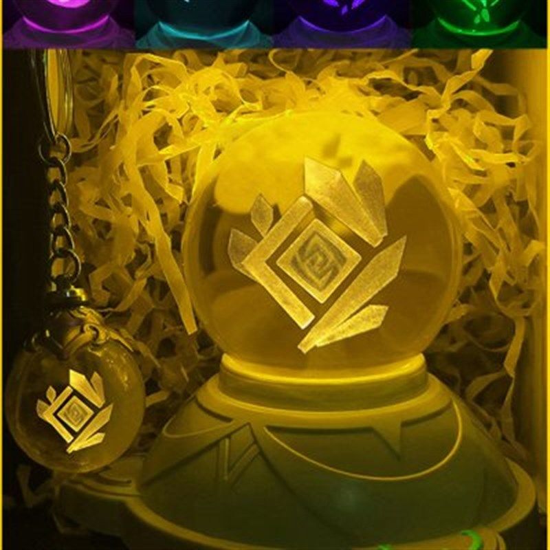 风神瞳无相之雷原神传送锚点发光水晶玻璃摆O件迷你指引仙灵夜灯
