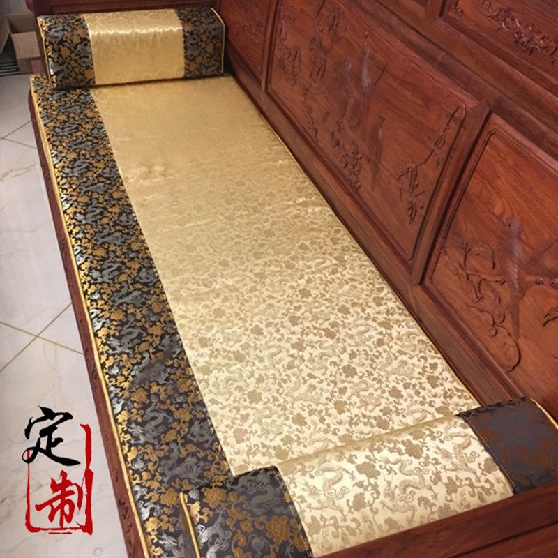 中式绸缎织锦坐垫k明清仿古红木沙发太师圈餐椅垫防滑定制四季座