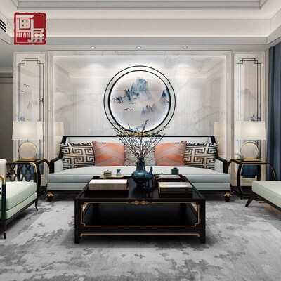 画屏瓷砖客厅微晶石电视背u景墙现代简约新L中式仿大理石墙砖石材