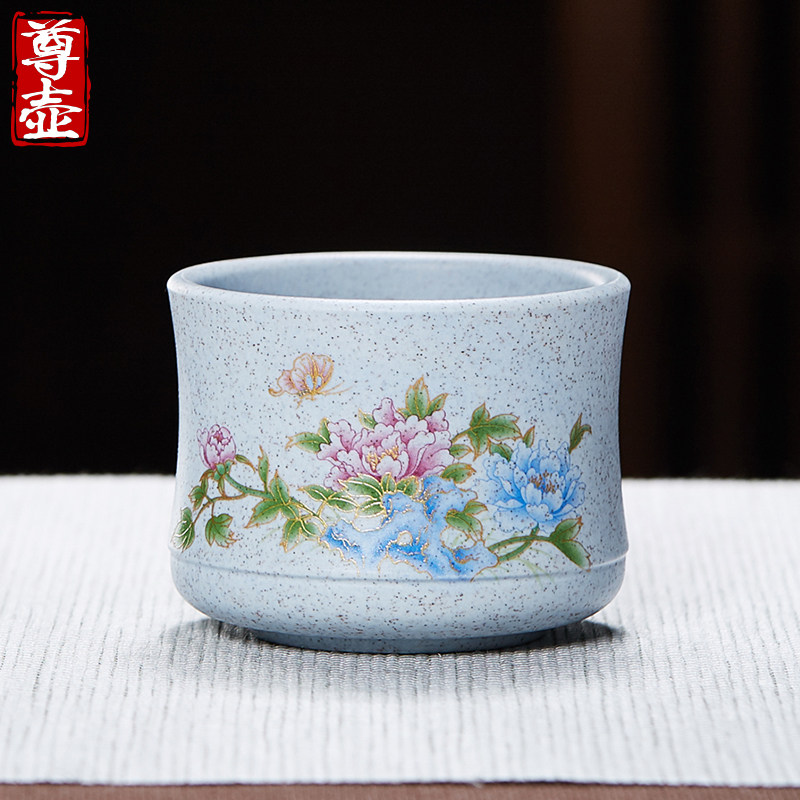 宜兴紫砂主人g杯小茶杯单杯手绘品茗杯单个只茶碗中式陶瓷功夫茶