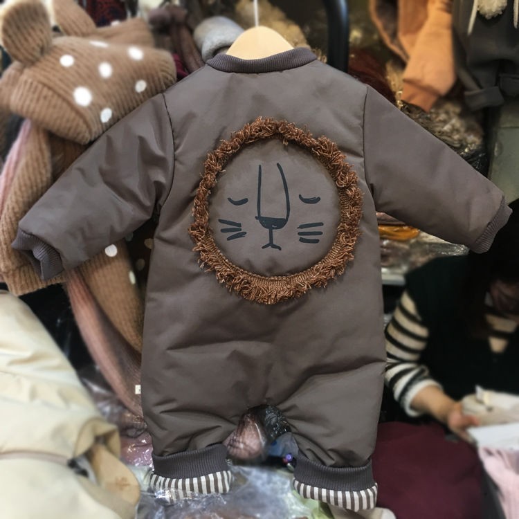 婴儿连体衣棉服j秋冬新生儿哈衣外出抱服初生宝宝夹棉爬服轻薄棉