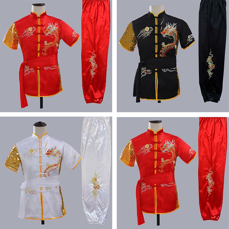 武术表演服中式功夫比赛服绣B花儿童太极学员训练服表演服