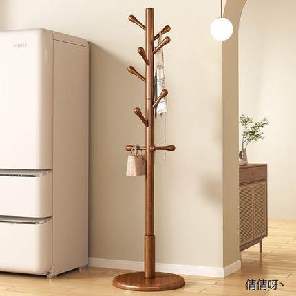 实木落地衣帽架挂衣架卧室家用立式衣架杆衣服架子简约现代挂包架