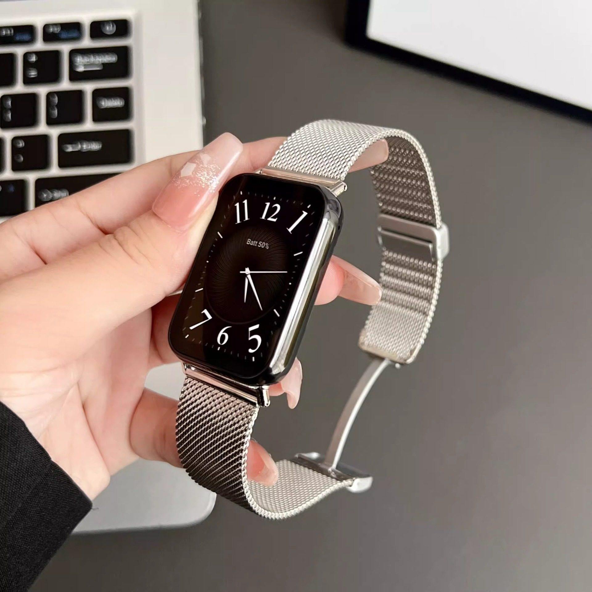 适用红米watch6/5/4表带米兰尼斯磁吸扣小米手环9pro金属8pro腕带