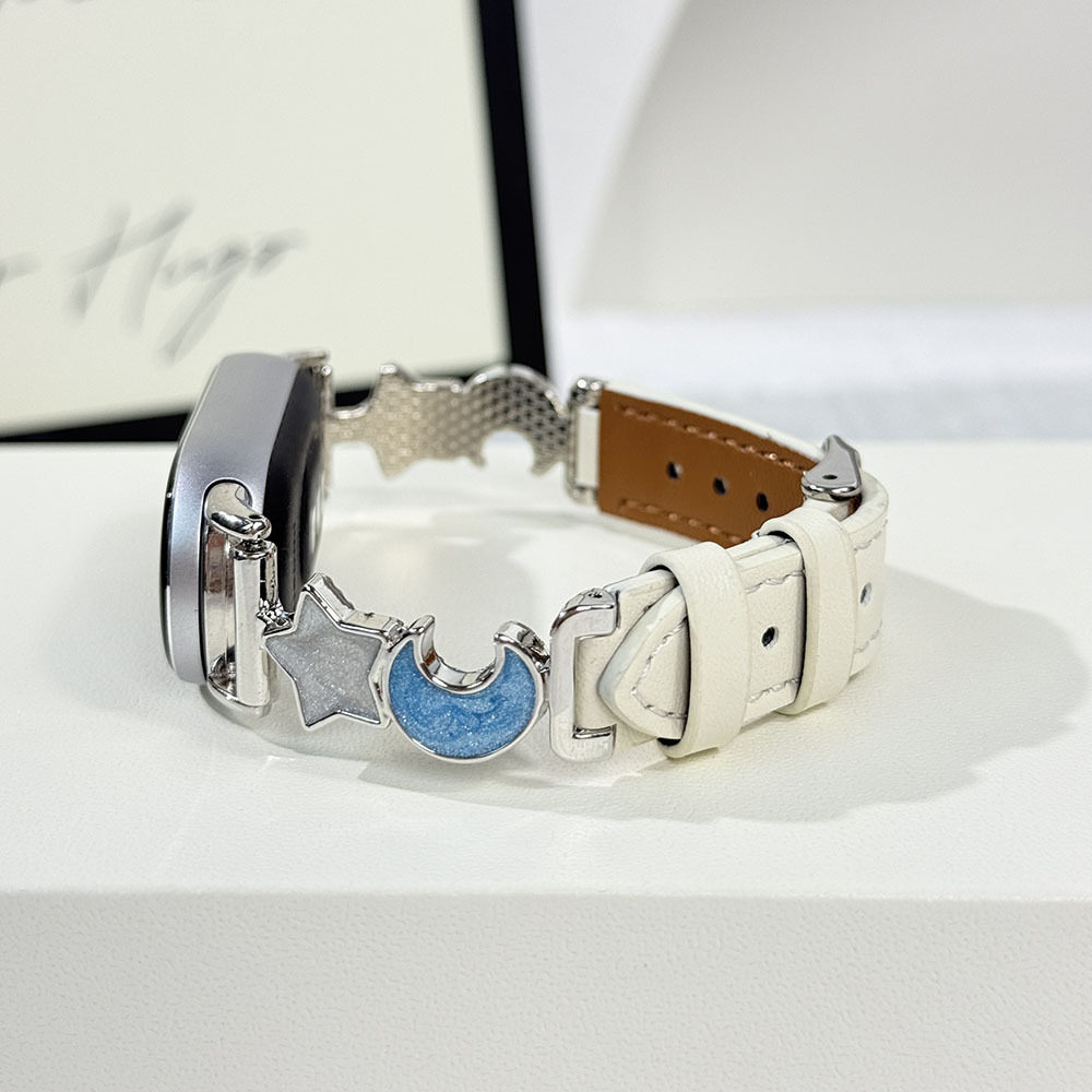 适用小米手环10/9/8表带8/9pro星星月亮金属拼皮红米watch4/5腕带