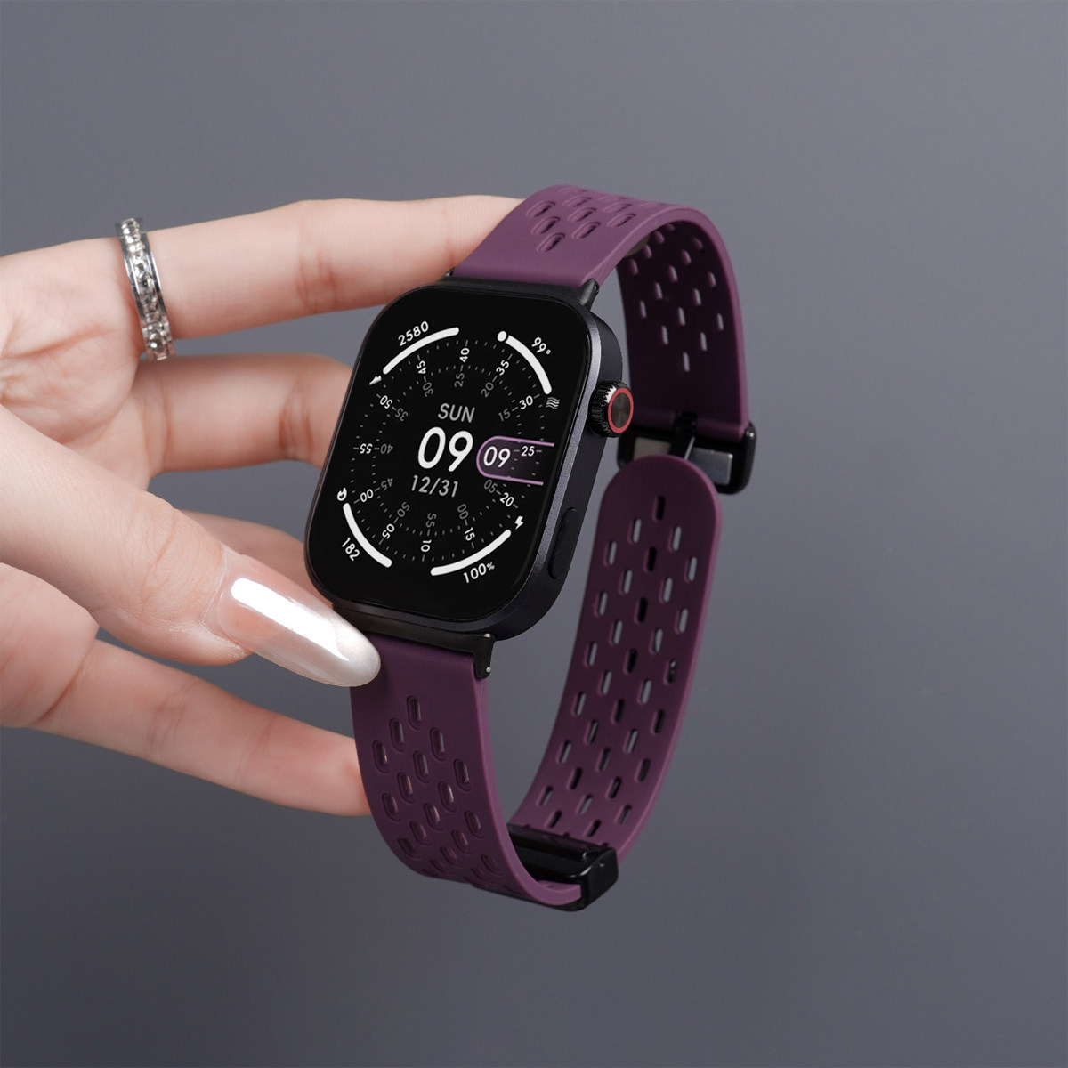 适用红米watch6/5/4表带硅胶磁吸扣小米手环9pro透气运动8pro腕带