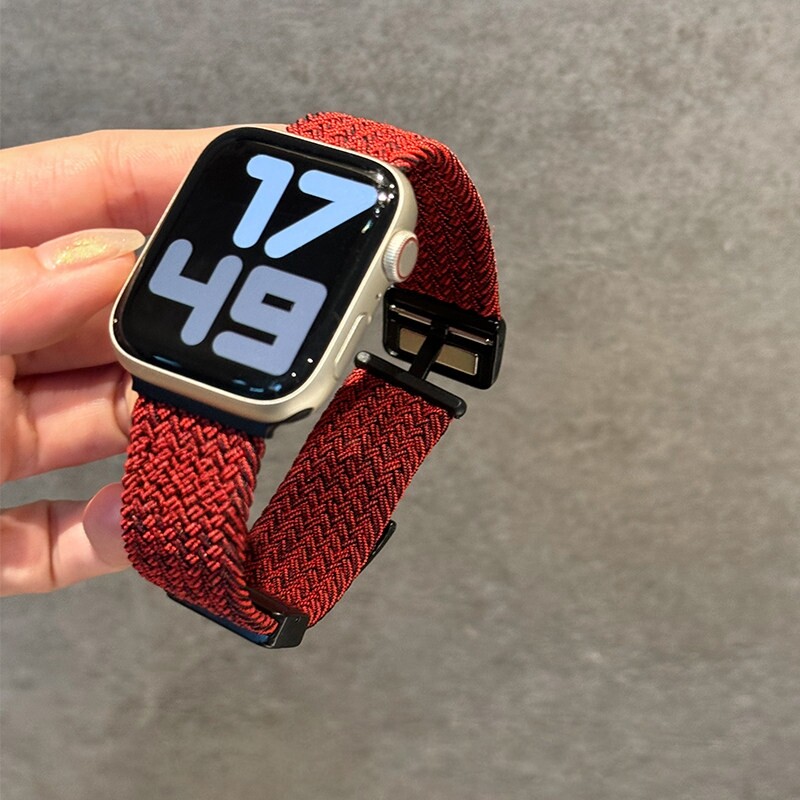 适用小米手环9pro表带8pro编织磁吸折叠扣红米watch6/5/4腕带男女