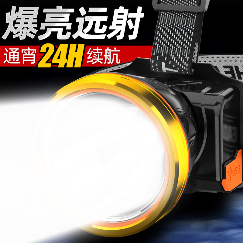 钓鱼头灯超长续航100小时强光头灯可充电超亮远射头戴式夜钓鱼灯