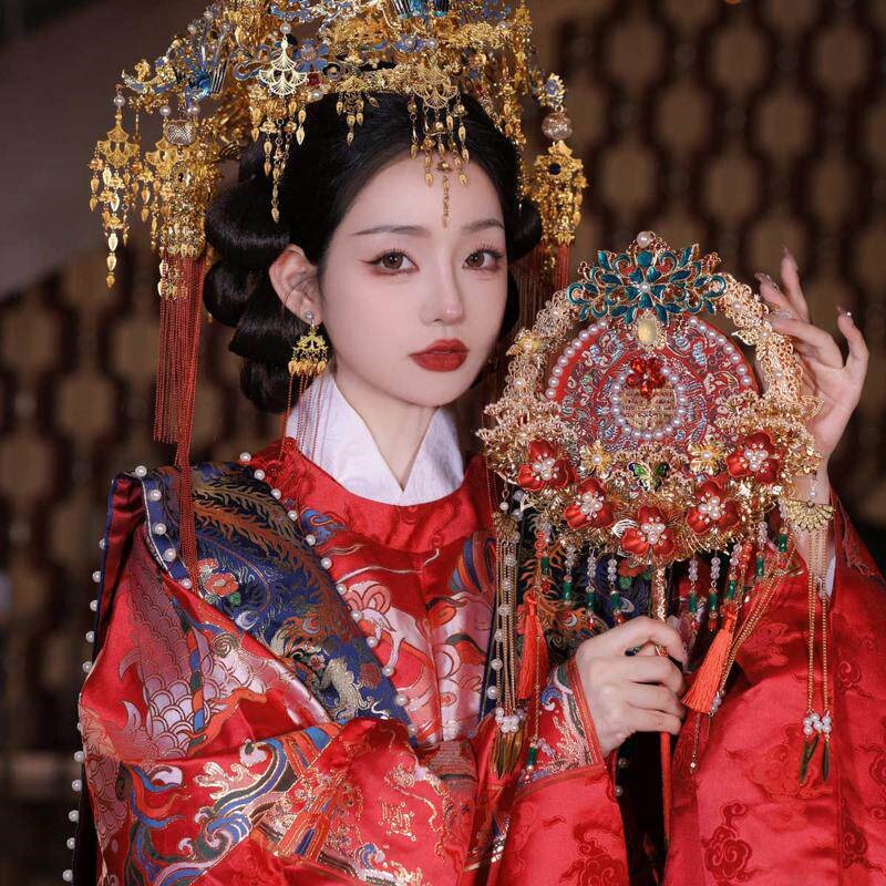 双色团扇成品扇结婚团扇喜禾v新娘秀9261扇新品婚手工中式服