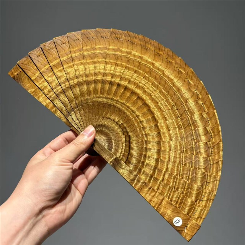金丝楠木扇子夏季古n风工艺扇阴沉木便携苏扇满水波老料手摇扇折