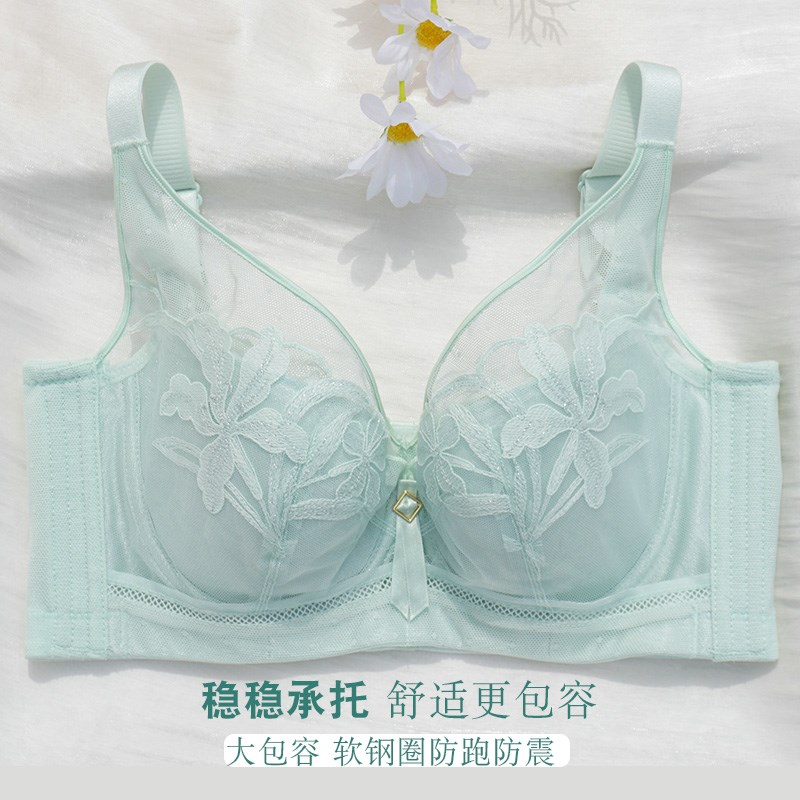 内衣女调整型文胸夏薄款聚拢收副乳提胸防下O垂大胸显小全罩杯胸