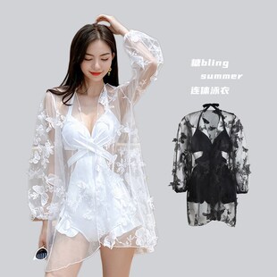 泳衣女夏2024新款 ins泡温泉超仙 连体仙女范遮肉显瘦遮K肚钢托罩衫