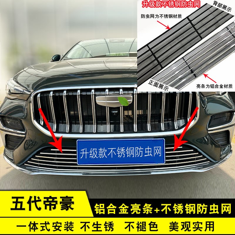 26款5代帝豪中网外观改装饰条用品 前杠专用Q防护配件车用防虫网