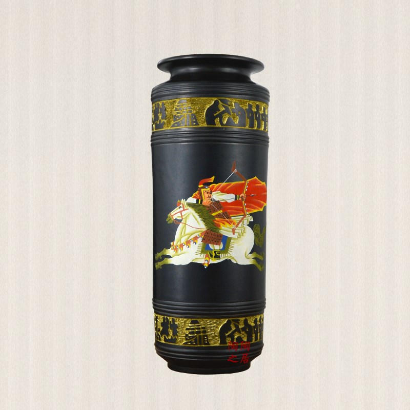 黑陶工艺品家居装饰摆件花瓶 直筒D花瓶摆件历史文化瓶 外事礼品