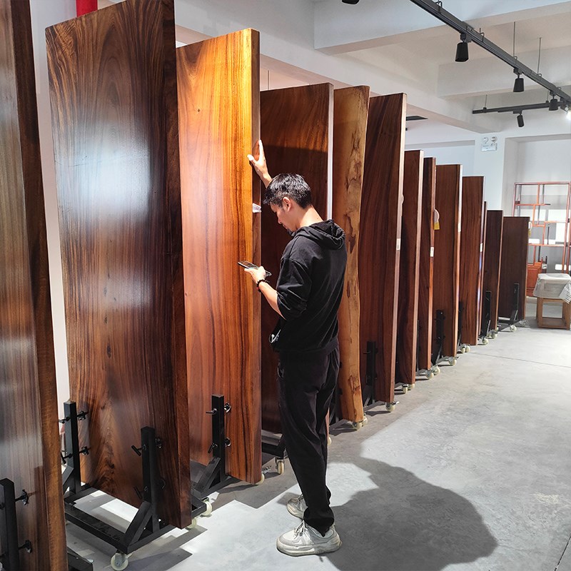 北美黑胡桃木实木大板茶桌茶台奥B坎餐桌自然边原木办公桌黑檀整
