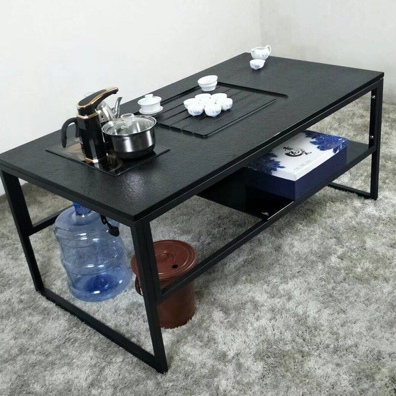 功夫茶几自动上水简约时尚五金火烧石H办公接待会客茶桌电磁炉套