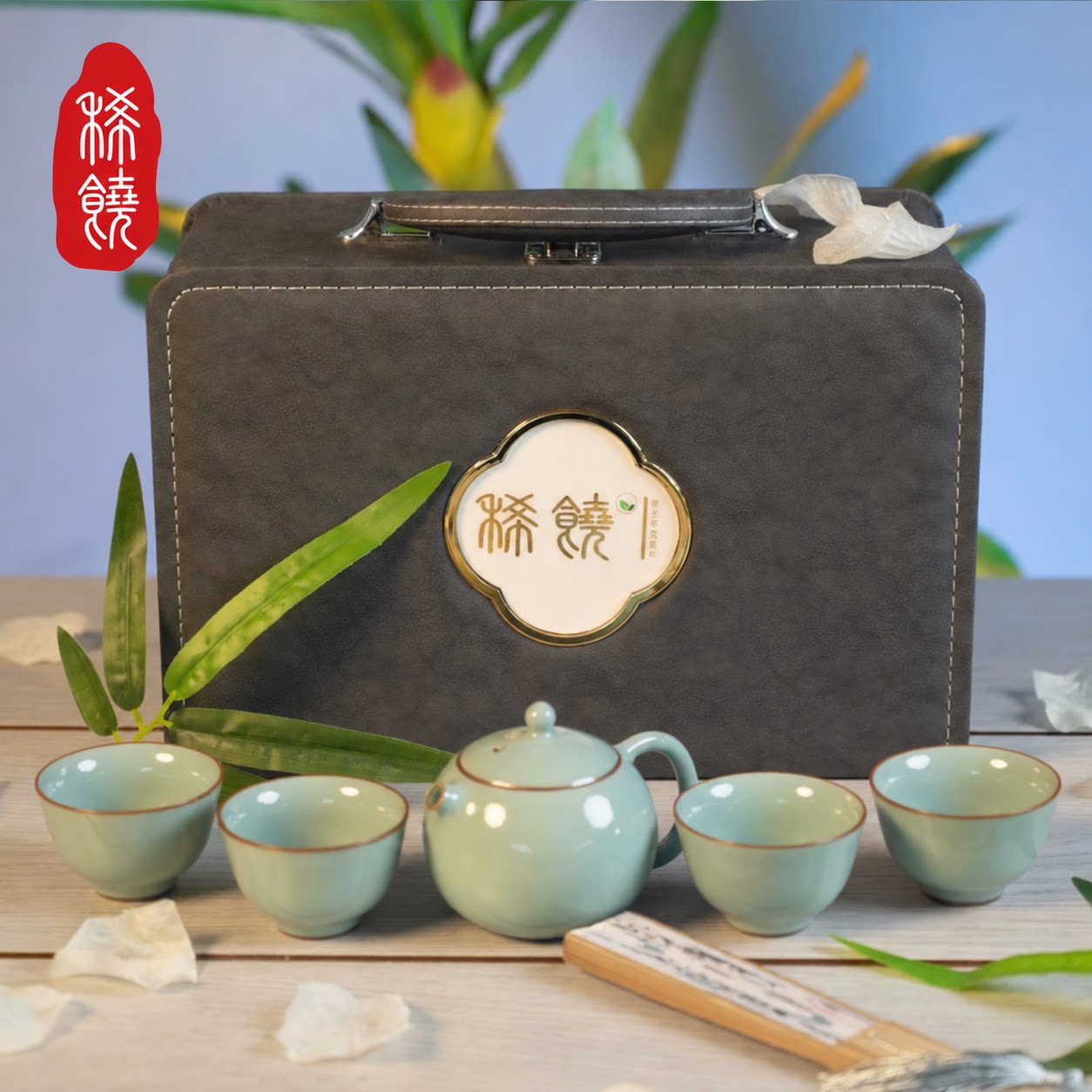 稀饶分子料理级稀土健康科技茶具-青黛 汝窑西施壶一壶四杯套组