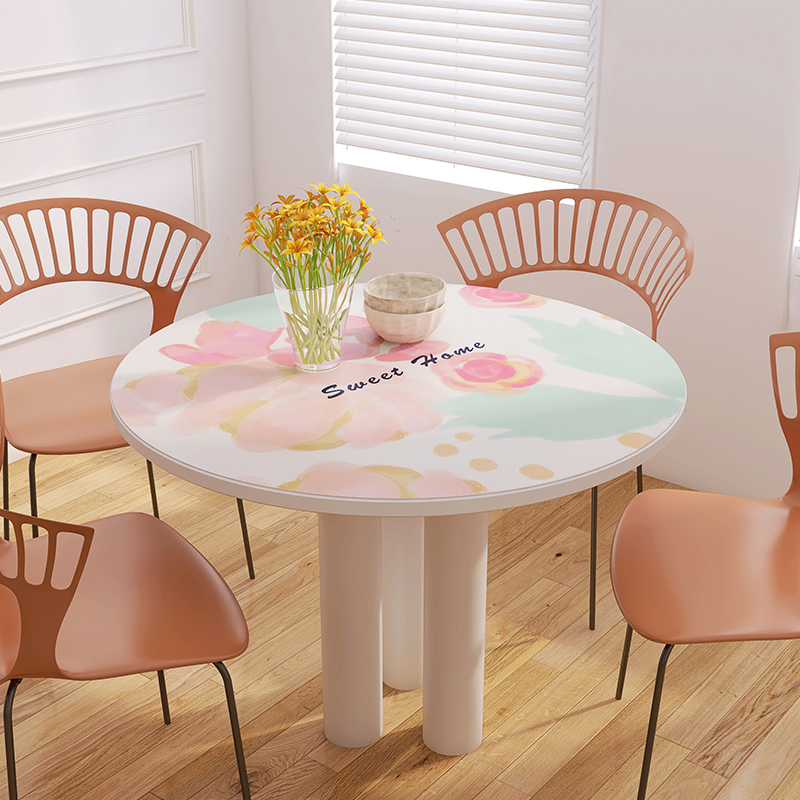 桌布高级小清新防水防油免洗圆形家用高级感皮革桌垫大小圆餐桌垫