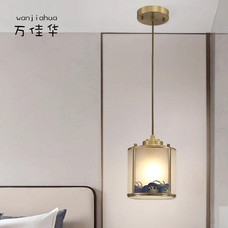 新中式全铜玄关小吊灯2023新款卧室床头焊锡吸顶过道灯旋转楼梯灯