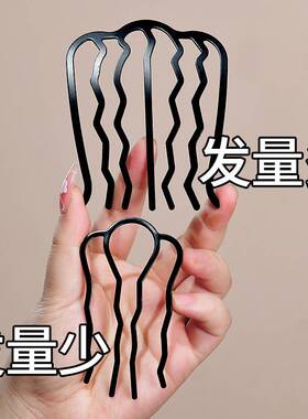 四齿插梳盘发神器头发固定夹叉梳丸子头工具发叉发卡发簪u型发夹