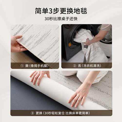 意式轻奢可拆洗地毯客厅2026新款沙发茶几无胶可机洗卧室隔音地垫