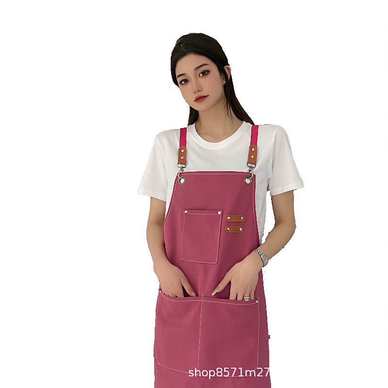 厚帆布围裙厨房咖啡美发店工作木工园艺牛仔背带棉围腰