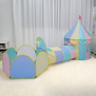 儿童帐篷爬行隧道马卡龙感统训练宝宝钻洞可折叠早教爬筒海洋球池