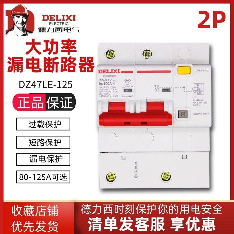 DZ47-125漏电断路器2P100A大电流保护开关家用大功率漏电
