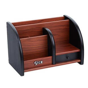 汇星创意多用木质桌面收纳笔筒木制名片小物品收纳盒可加广告logo