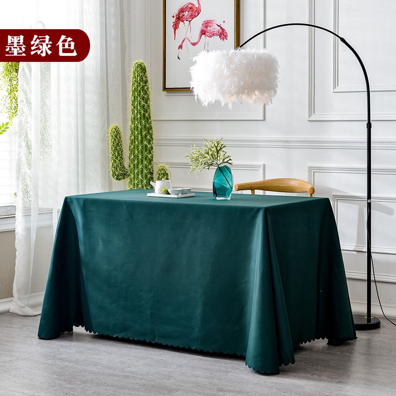 加厚桌布布艺可订地推台布酒店餐厅饭店圆桌布纯色长方形会议新品