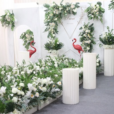 森系婚礼仿真花婚庆路引花排花挂花背景装饰户外草坪婚礼道具花艺