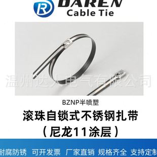 12.7mm宽 不锈钢扎带电缆桥架船用固 尼龙11涂层 BZNP滚珠自锁式