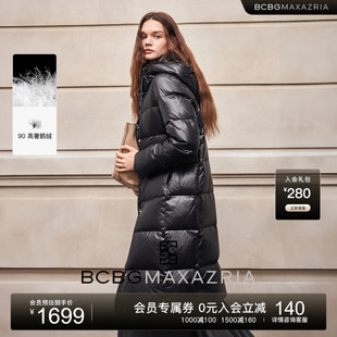 女羽绒服 流行气质90鹅绒精裁连帽长款 BCBG25秋冬新款 简约休闲时尚