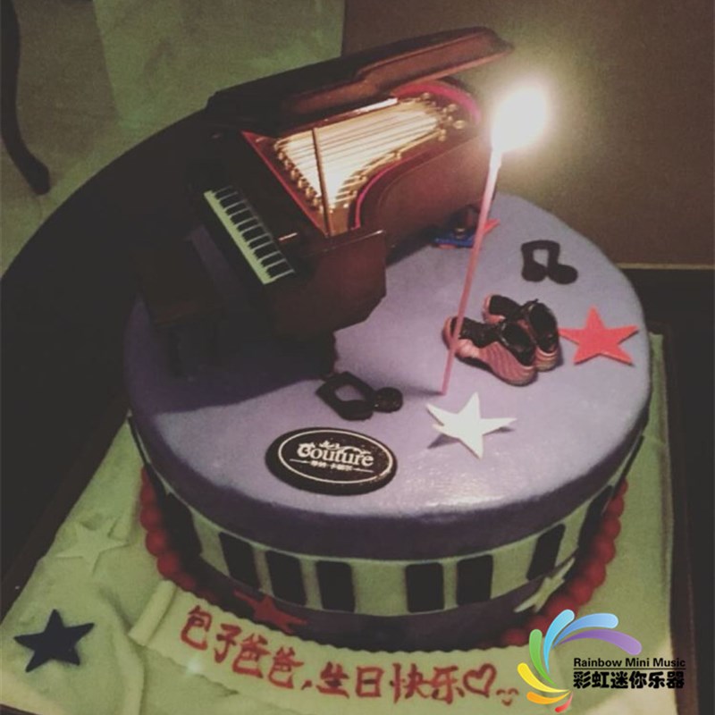 生日蛋糕装饰摆件吉他钢琴小提琴古筝乐器模型摆件蛋糕插件插牌