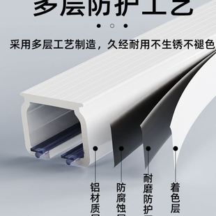 ll静音窗帘轨道滑轮铝合金导轨轴承轮侧装 滑轨窗帘杆轨 顶装 挂钩式