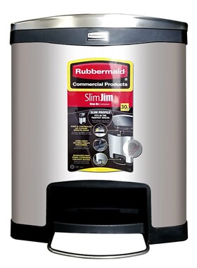 Rubbermaid乐柏美前踏式不锈钢踏板式垃圾桶30L黑色 1901985