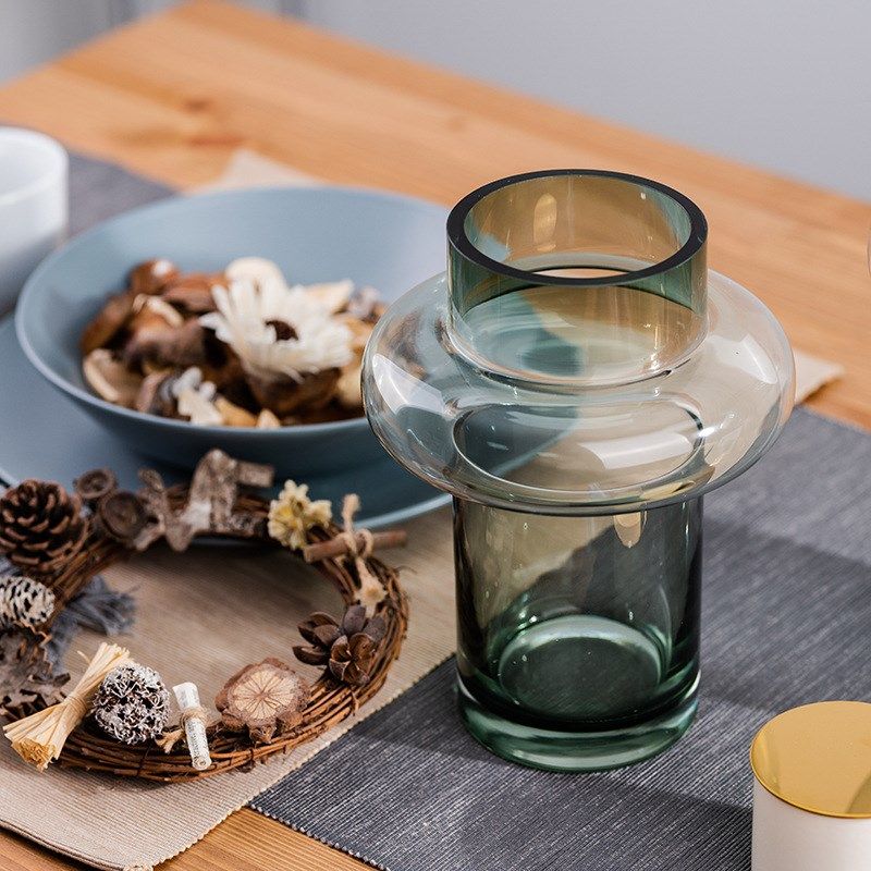 现代简约创意原色玻璃花瓶样品间软装摆件玻璃工艺品