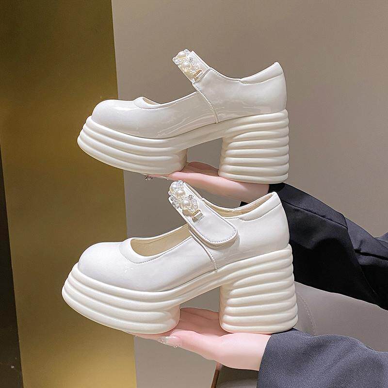 新品玛丽珍婚鞋女矮子乐松糕厚底婚纱神器粗跟不累脚新娘婚礼高跟