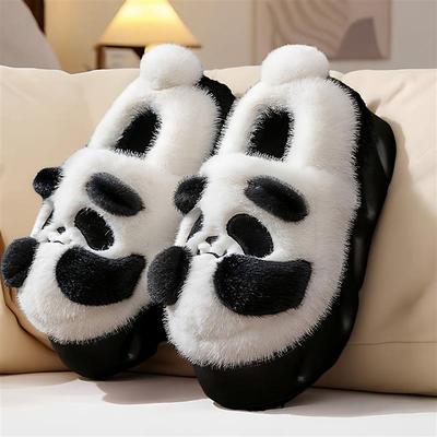 卡通熊猫防滑保暖棉拖鞋女