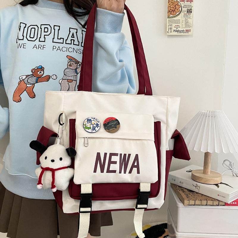 新品帆布包女单肩包日系简约大容量手提袋拎书袋上课包学生托特补
