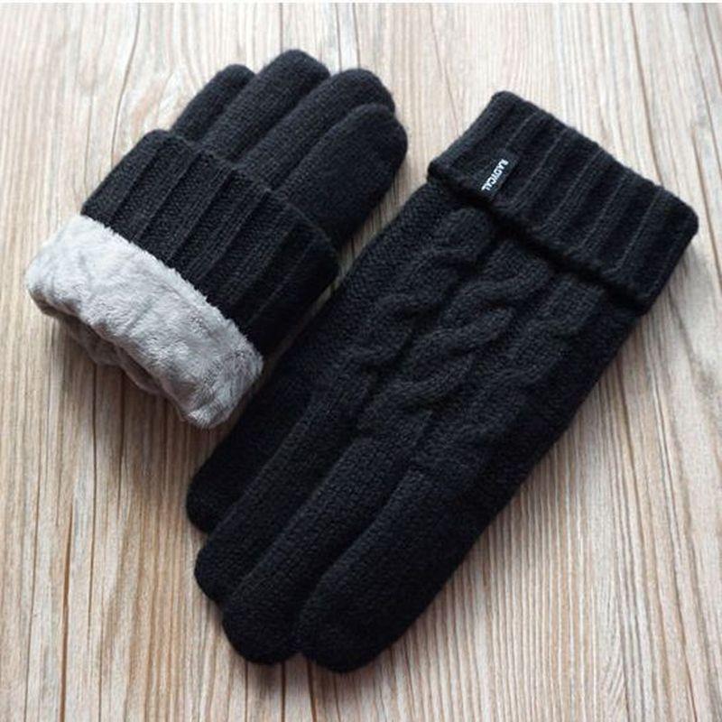 纯色男士冬季羊毛线双层加