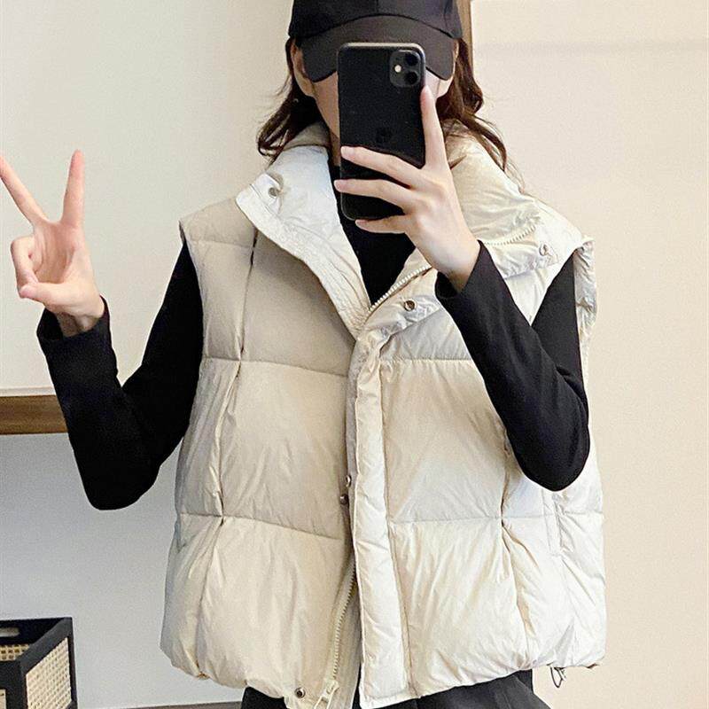新品短款羽绒马甲女外穿2025冬季新款宽松小个子加厚立领坎肩背心