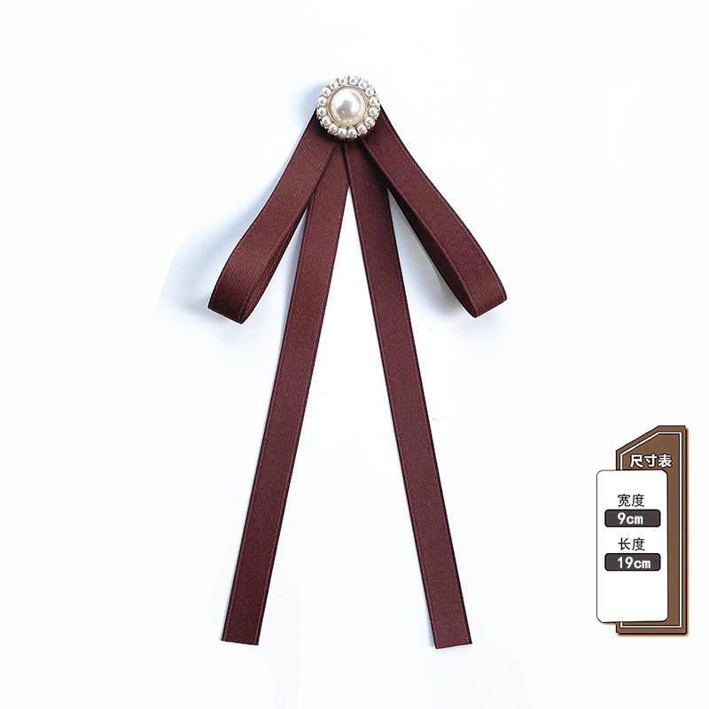 推荐棕色咖色领结衬衫女蝴蝶结装饰学院风jk复古领针衬衣飘带领花