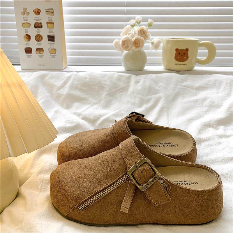 新品两穿内增高厚底勃肯鞋包头半拖鞋女外穿2025秋季新款穆勒博肯