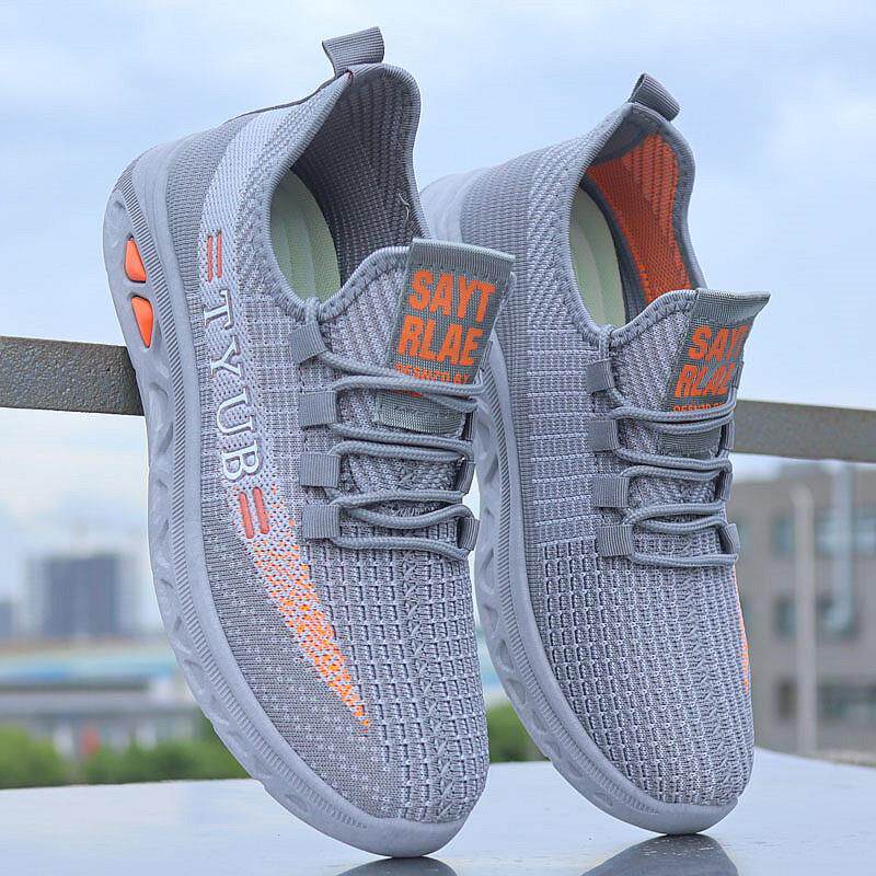 新品运动鞋男夏季轻便透气飞织休闲鞋软底防臭网面跑步鞋男士潮流