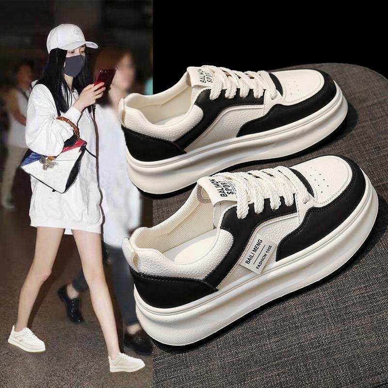 新品踩屎感真皮小白鞋女款2026新款春季爆款厚底防滑学生休闲运动