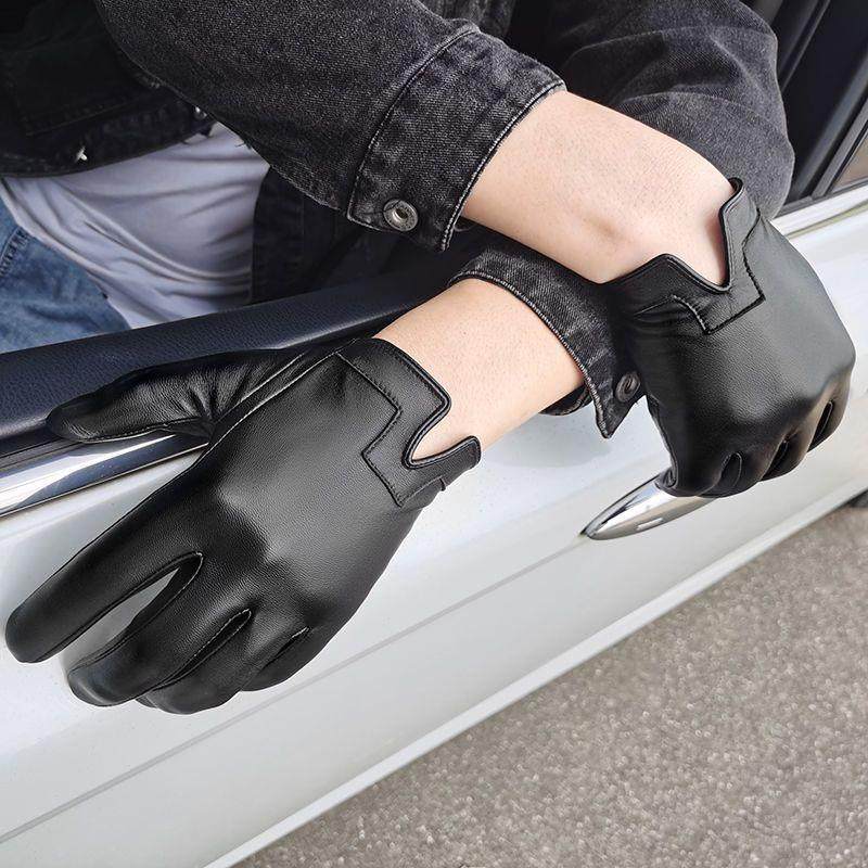 男士薄款真皮手套开车修手秋冬季加绒摩托车触屏羊皮手套2022新款
