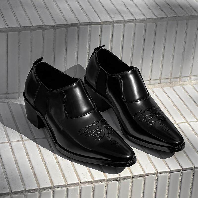 新品男士皮鞋2026新款商务正装增高结婚配西装男鞋一脚蹬无鞋带乐