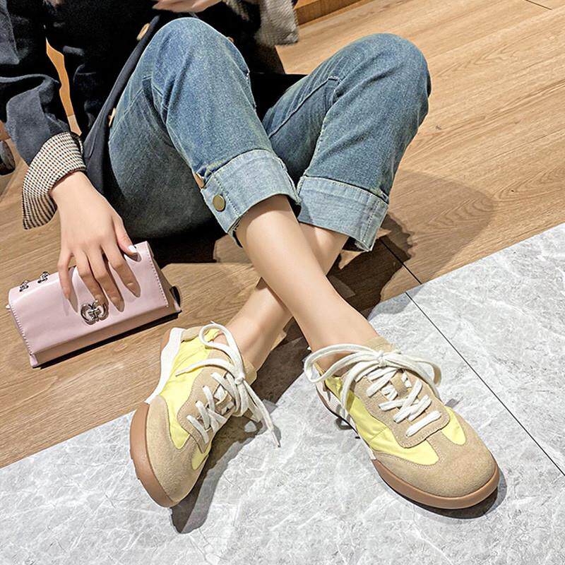 新品阿甘鞋女德训鞋系带复古运动休闲帆布小白鞋春秋款大码女鞋41